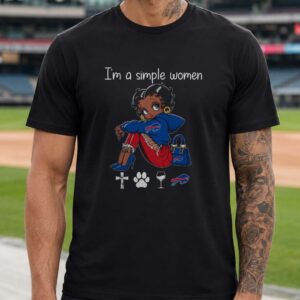 Black Betty Boop I'm A Simple Women Cross Dog Paw Wine African American Women Buffalo Bills T-Shirt (1)