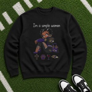 Black Betty Boop I_m A Simple Women Cross Wine African American Baltimore Ravens T-Shirt