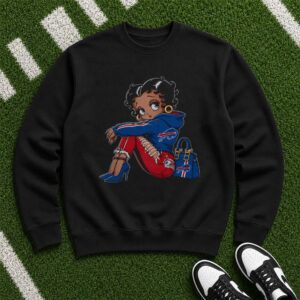 Black Betty Boop Stylish Fashion African American Women Fan Buffalo Bills NFL T-Shirt