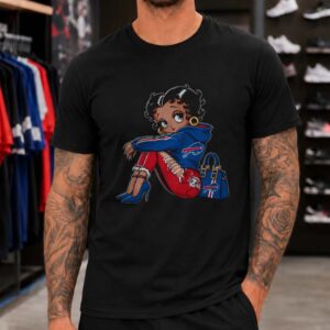 Black Betty Boop Stylish Fashion African American Women Fan Buffalo Bills NFL T-Shirt
