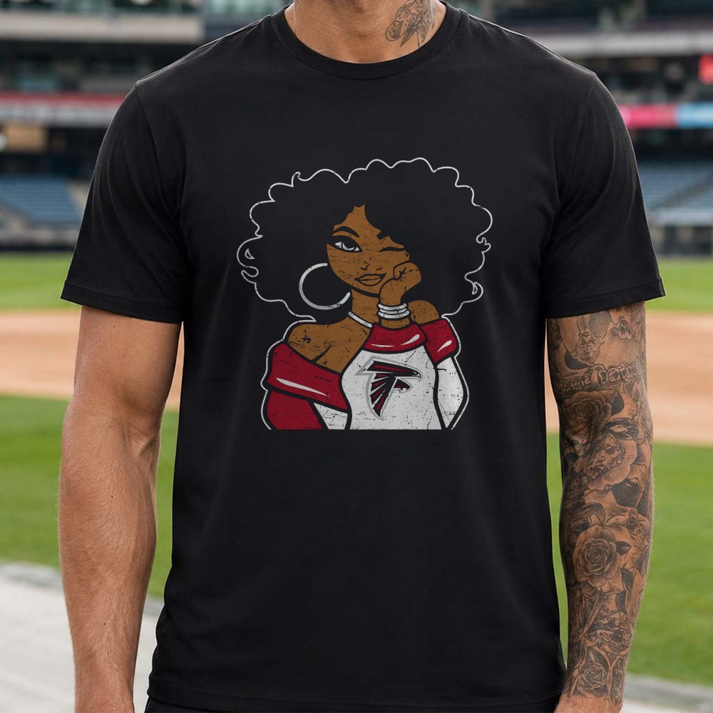 Black Woman Afro Atlanta Falcons Football Fan T-Shirt Black Woman Afro Atlanta Falcons Football Fan T-Shirt