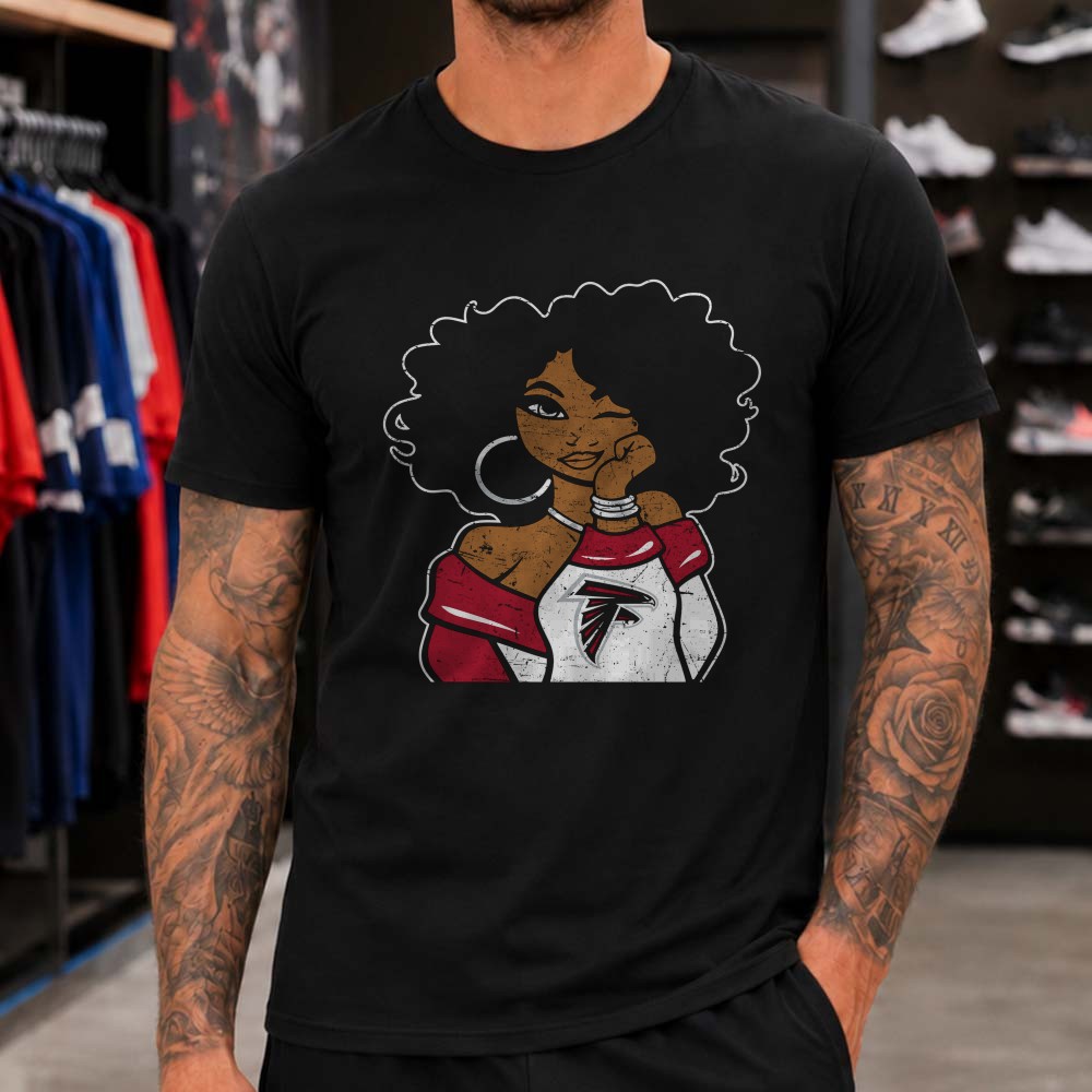 Black Woman Afro Atlanta Falcons Football Fan T-Shirt Black Woman Afro Atlanta Falcons Football Fan T-Shirt