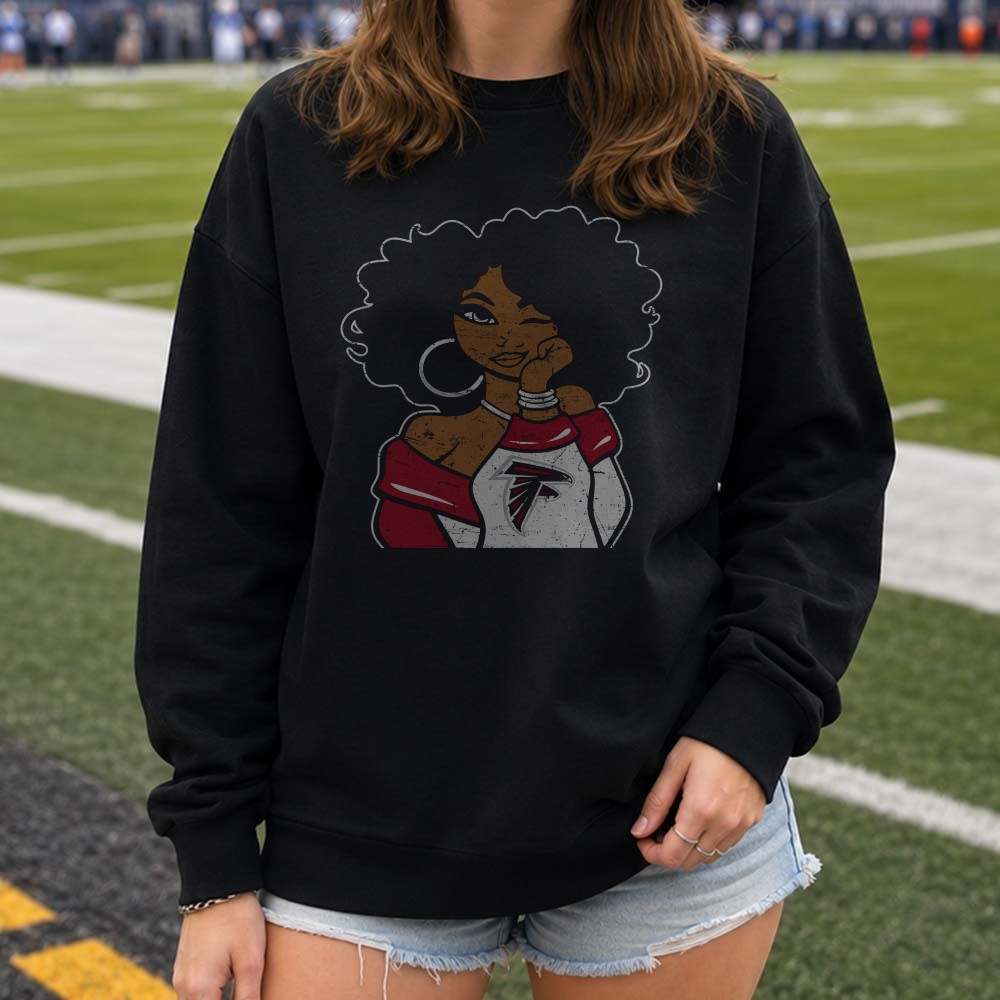 Black Woman Afro Atlanta Falcons Football Fan T-Shirt Black Woman Afro Atlanta Falcons Football Fan T-Shirt
