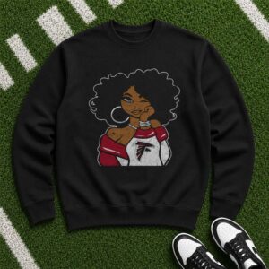 Black Woman Afro Atlanta Falcons Football Fan T-Shirt