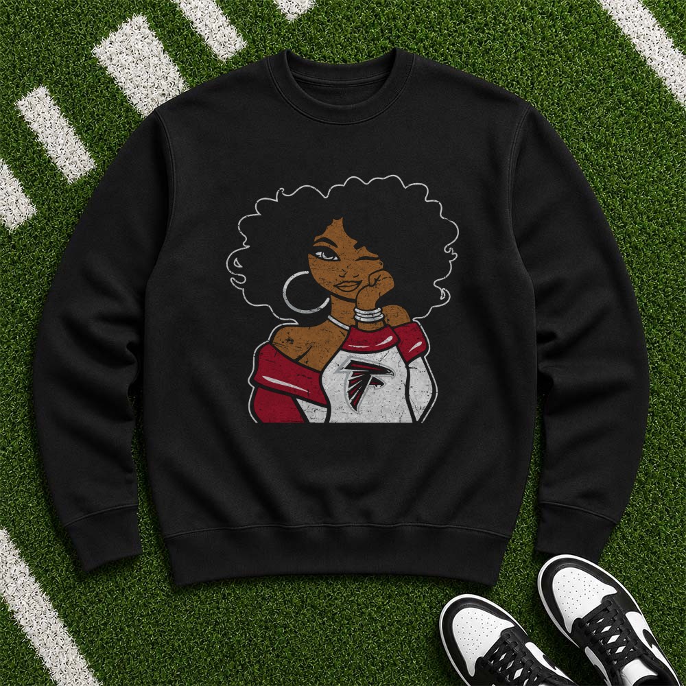 Black Woman Afro Atlanta Falcons Football Fan T-Shirt Black Woman Afro Atlanta Falcons Football Fan T-Shirt