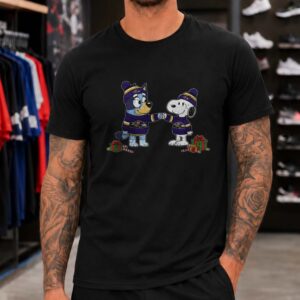 Bluey And Bingo Christmas Baltimore Ravens T-Shirt