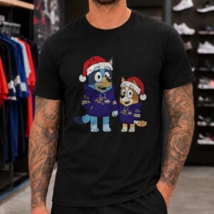 Bluey And Bingo Christmas Kids Baltimore Ravens T-Shirt