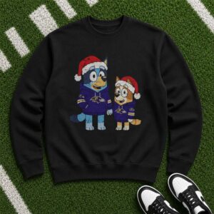 Bluey And Bingo Christmas Kids Baltimore Ravens T-Shirt