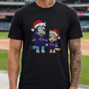 Bluey And Bingo Christmas Kids Baltimore Ravens T-Shirt