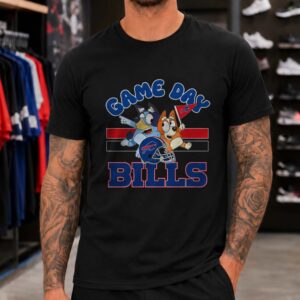 Bluey And Bingo Game Day Buffalo Bills Pennant Helmet Kids Football T-Shirt