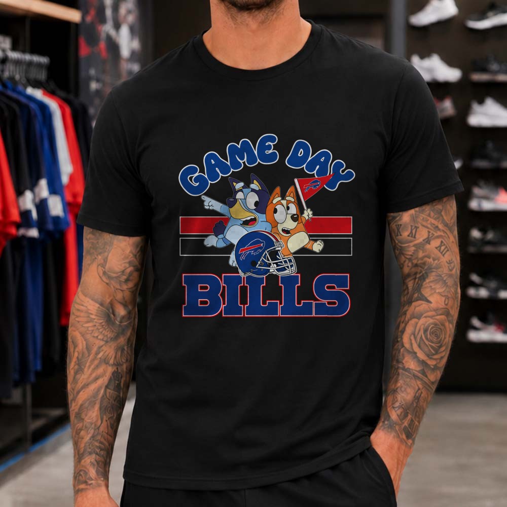 Bluey And Bingo Game Day Buffalo Bills Pennant Helmet Kids Football T-Shirt Bluey And Bingo Game Day Buffalo Bills Pennant Helmet Kids Football T-Shirt