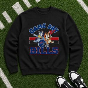 Bluey And Bingo Game Day Buffalo Bills Pennant Helmet Kids Football T-Shirt