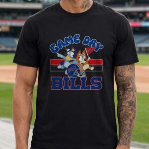 Bluey And Bingo Game Day Buffalo Bills Pennant Helmet Kids Football T-Shirt