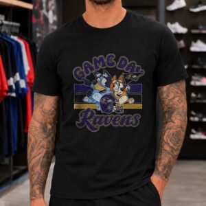 Bluey And Bingo Game Day Kids Baltimore Ravens T-Shirt