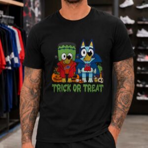Bluey And Bingo Halloween Frankenstein Vampire Trick Or Treat Kids Buffalo Bills T-Shirt