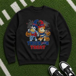 Bluey And Bingo Halloween Trick Or Treat Witch Kids Buffalo Bills T-Shirt