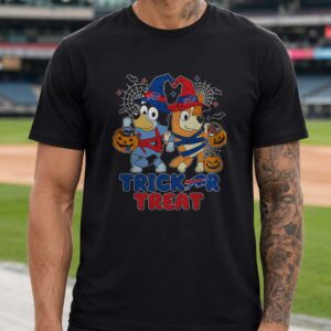 Bluey And Bingo Halloween Trick Or Treat Witch Kids Buffalo Bills T-Shirt