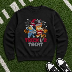 Bluey And Bingo Trick Or Treat Halloween Atlanta Falcons NFL T-Shirt
