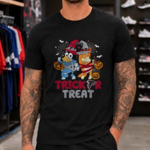 Bluey And Bingo Trick Or Treat Halloween Atlanta Falcons NFL T-Shirt