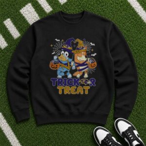 Bluey And Bingo Trick Or Treat Halloween Mummy Kids Baltimore Ravens T-Shirt