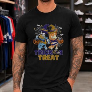 Bluey And Bingo Trick Or Treat Halloween Mummy Kids Baltimore Ravens T-Shirt