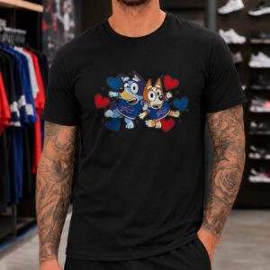 Bluey And Bingo Valentine's Day Kids Buffalo Bills T-Shirt