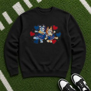 Bluey And Bingo Valentine’s Day Kids Buffalo Bills T-Shirt