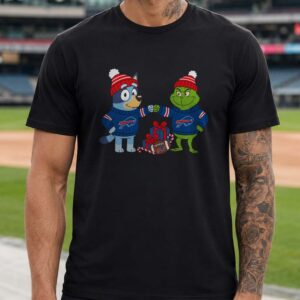 Bluey And Dr. Seuss Grinch Christmas Fist Bump Kids Buffalo Bills T-Shirt