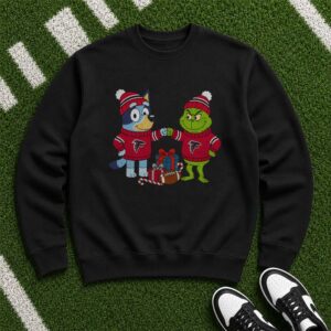 Bluey And Grinch Christmas Fist Bump Atlanta Falcons NFL T-Shirt
