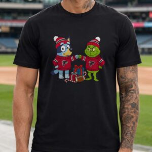 Bluey And Grinch Christmas Fist Bump Atlanta Falcons NFL T-Shirt