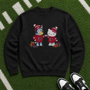 Bluey And Hello Kitty Christmas Fist Bump Atlanta Falcons NFL T-Shirt