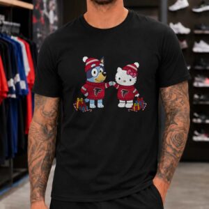 Bluey And Hello Kitty Christmas Fist Bump Atlanta Falcons NFL T-Shirt
