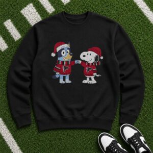 Bluey And Snoopy Christmas Fist Bump Atlanta Falcons NFL T-Shirt