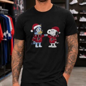 Bluey And Snoopy Christmas Fist Bump Atlanta Falcons NFL T-Shirt