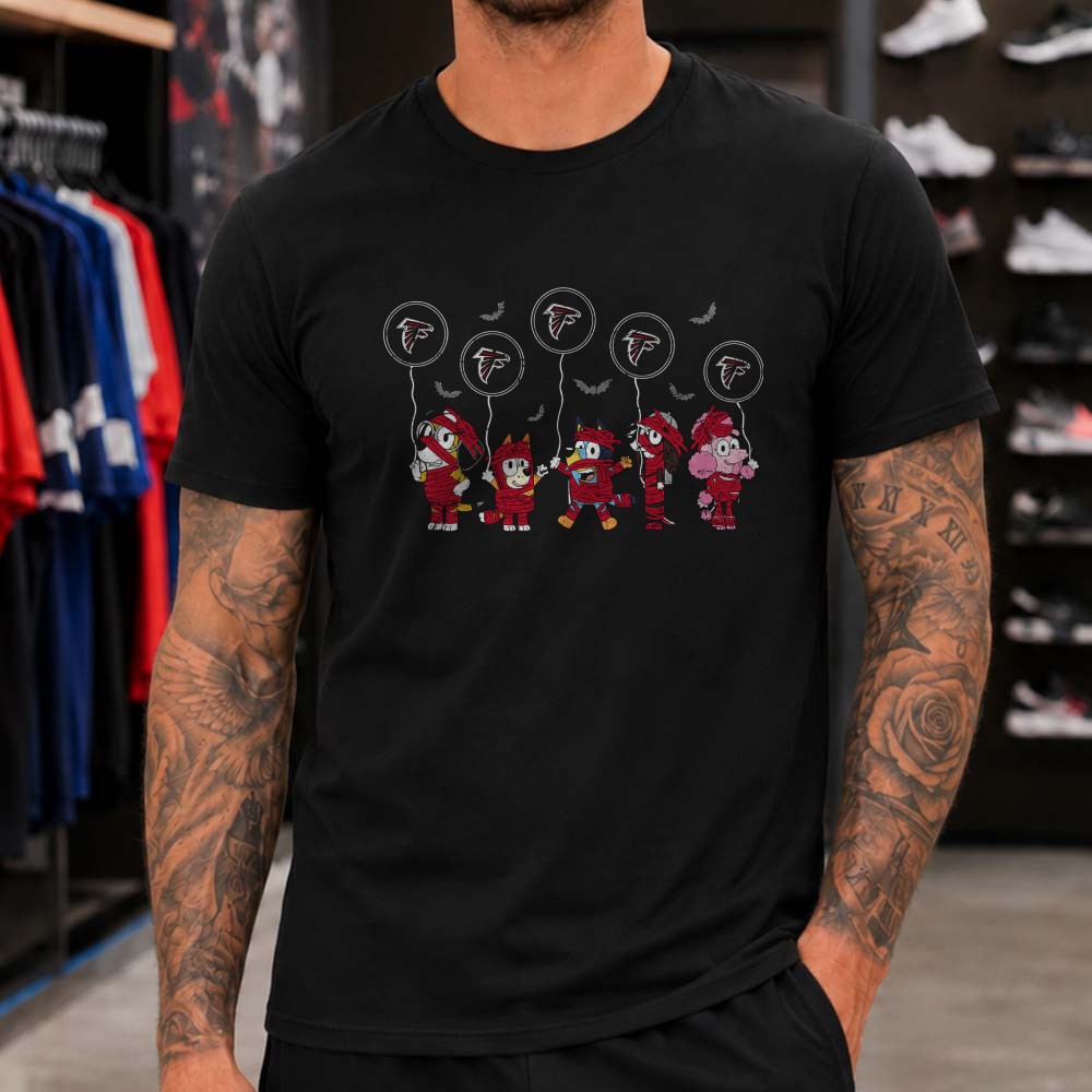 Bluey Characters Mummy Halloween Atlanta Falcons Football Fan T-Shirt Bluey Characters Mummy Halloween Atlanta Falcons Football Fan T-Shirt