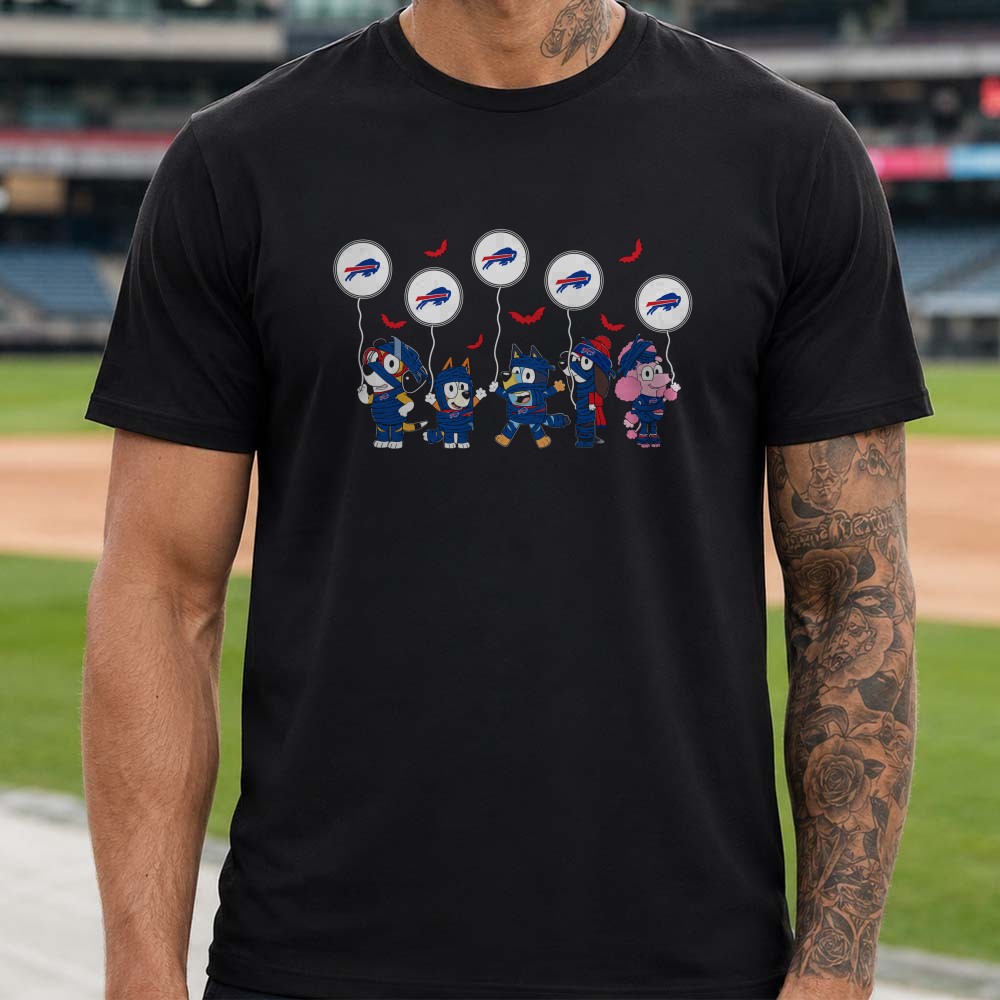 Bluey Characters Mummy Halloween Trick Or Treat Bills Fan Buffalo Bills NFL T-Shirt Bluey Characters Mummy Halloween Trick Or Treat Bills Fan Buffalo Bills NFL T-Shirt