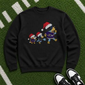 Bluey Family Christmas Santa Hat Kids Baltimore Ravens T-Shirt