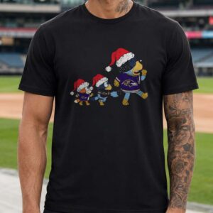 Bluey Family Christmas Santa Hat Kids Baltimore Ravens T-Shirt