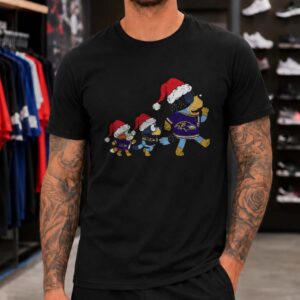 Bluey Family Christmas Santa Hat Kids Baltimore Ravens T-Shirt