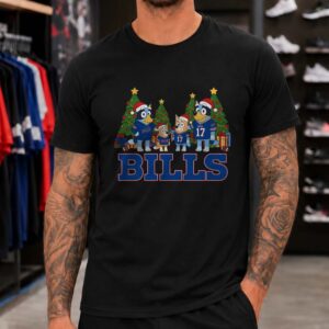 Bluey Family Josh Allen Number 17 Merry Christmas Bills Fan Buffalo Bills NFL T-Shirt