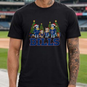 Bluey Family Josh Allen Number 17 Merry Christmas Bills Fan Buffalo Bills NFL T-Shirt