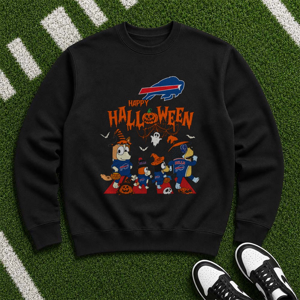 Bluey Gang Happy Halloween Trick Or Treat Bills Fan Buffalo Bills NFL T-Shirt Bluey Gang Happy Halloween Trick Or Treat Bills Fan Buffalo Bills NFL T-Shirt