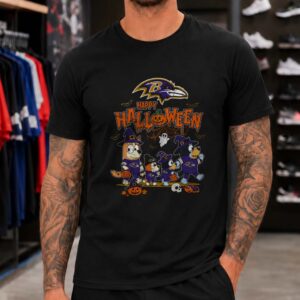 Bluey Heeler Family Happy Halloween Witch Trick Or Treat Kids Baltimore Ravens T-Shirt