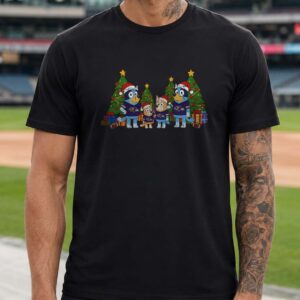 Bluey Heeler Family Merry Christmas Baltimore Ravens Fan T-Shirt