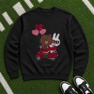 Brown And Cony Line Friends Arizona Cardinals Valentine_s Day T-Shirt