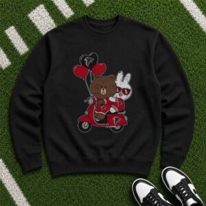 Brown Bear Cony Line Friends Atlanta Falcons Valentine's Day Football Fan T-Shirt