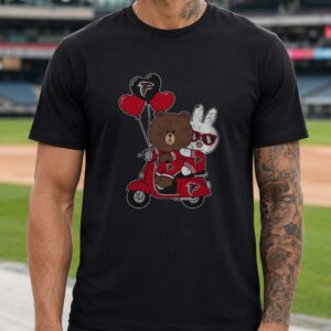 Brown Bear Cony Line Friends Atlanta Falcons Valentine's Day Football Fan T-Shirt