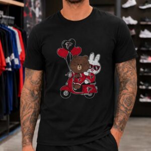 Brown Bear Cony Line Friends Atlanta Falcons Valentine's Day Football Fan T-Shirt