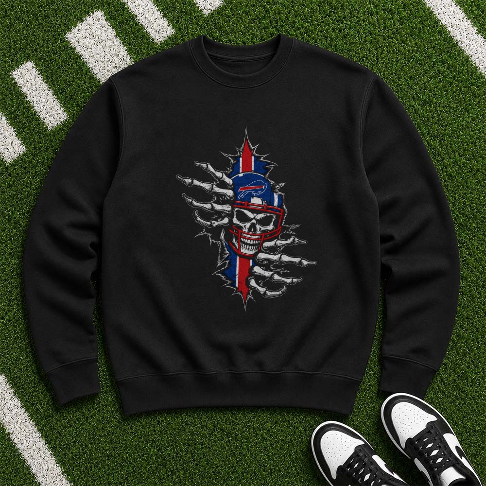 Buffalo Bills Skull Breaking Wall Skeleton Hands Badass Hardcore T-Shirt Buffalo Bills Skull Breaking Wall Skeleton Hands Badass Hardcore T-Shirt