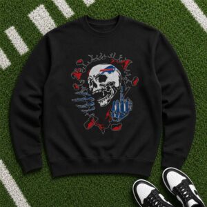 Buffalo Bills Skull Exploding Skeleton Hardcore Die Hard Football T-Shirt